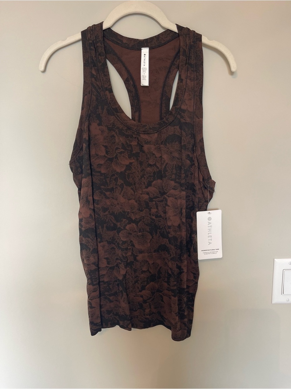 Athleta Brown & Dark Floral Racerback Tank
